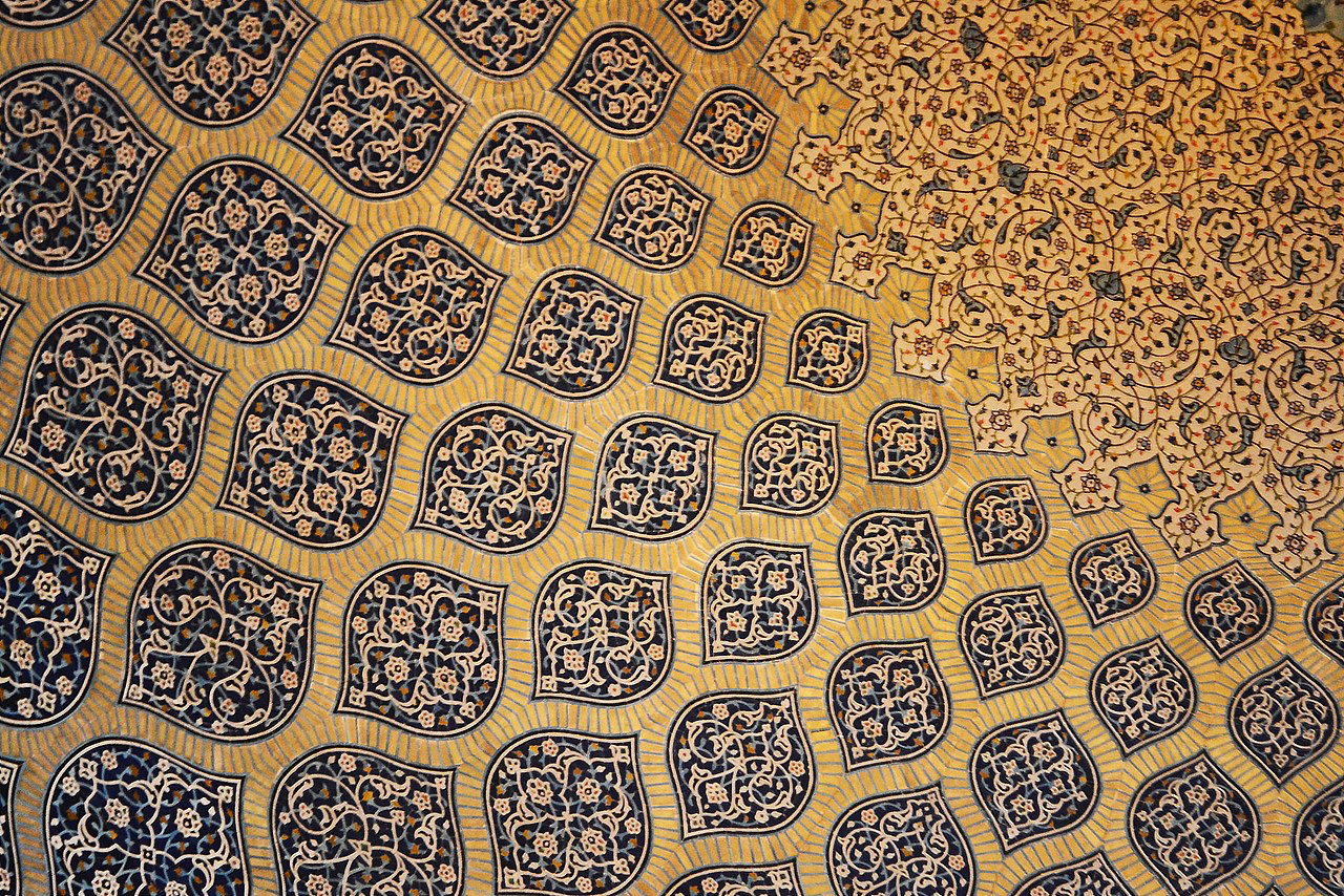blue and gold tiles of a mosque